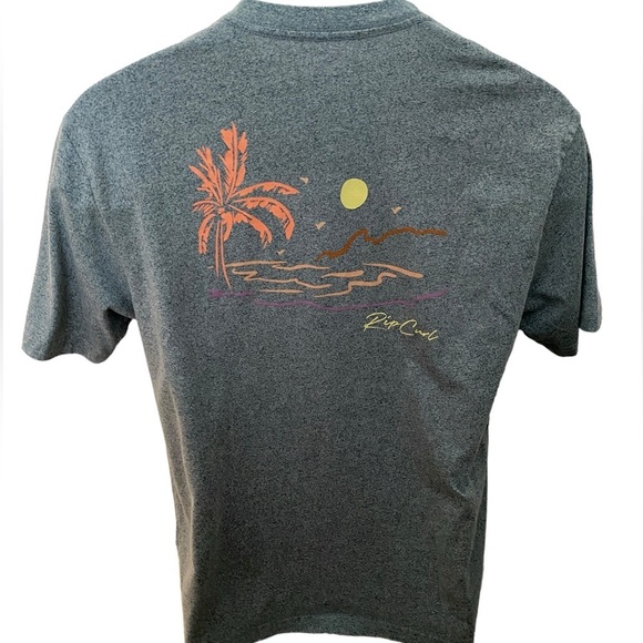 RIP CURL Surf Waves Heather Gray Tee Shirt Men S Small Standard Fit - Picture 1 of 7